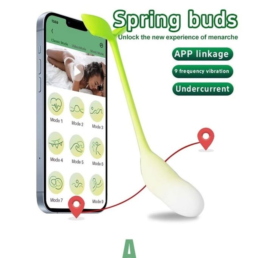 Trứng rung silicon mini cỏ mầm có 9 tần số chống nước