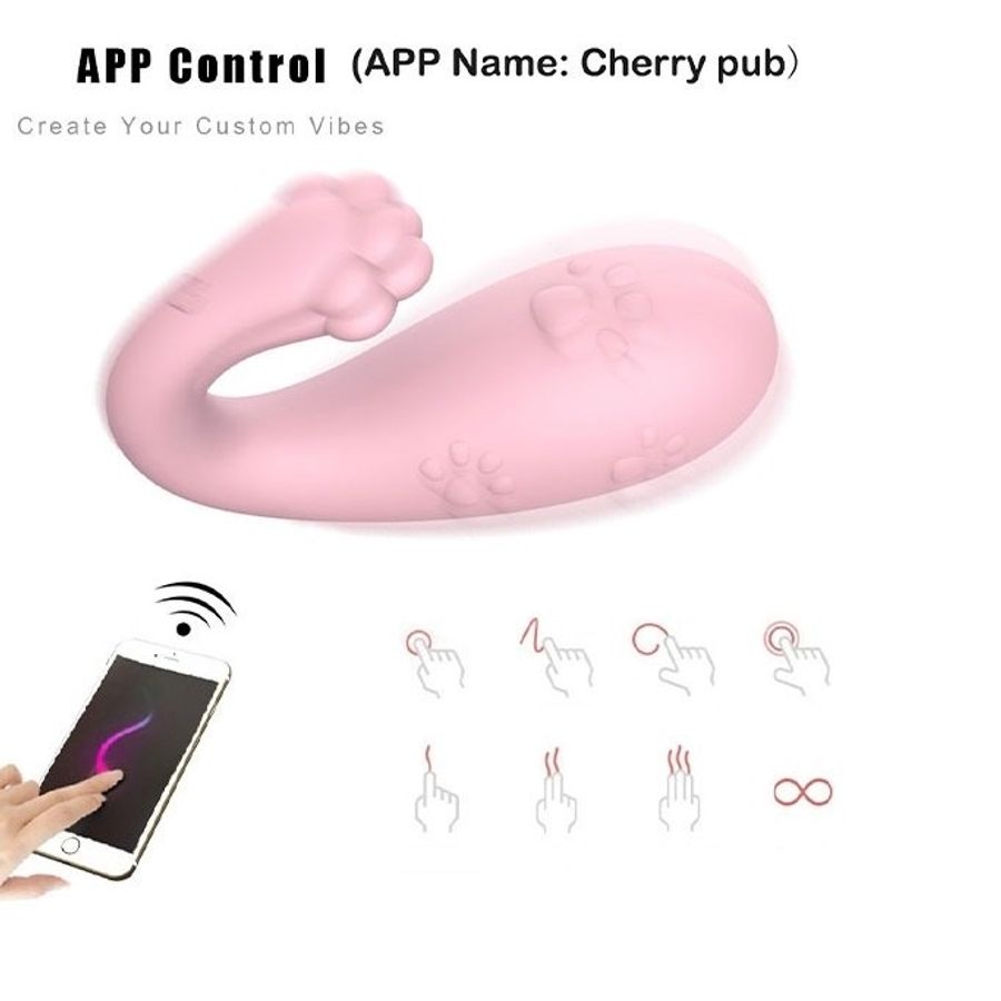 Trứng rung tình yêu họa tiết chân mèo dài 98mm màu hồng