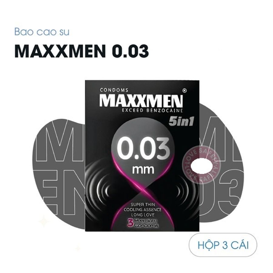 Bao Cao Su Maxxmen 5in1 Siêu Mỏng 0.03mm 3 cái