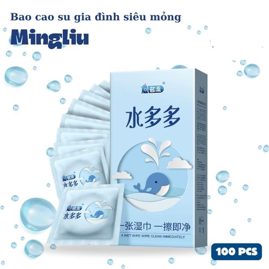 Bao Cao Su Gia Đình Siêu Mỏng Cá Heo Xanh MingLiu  100 cái