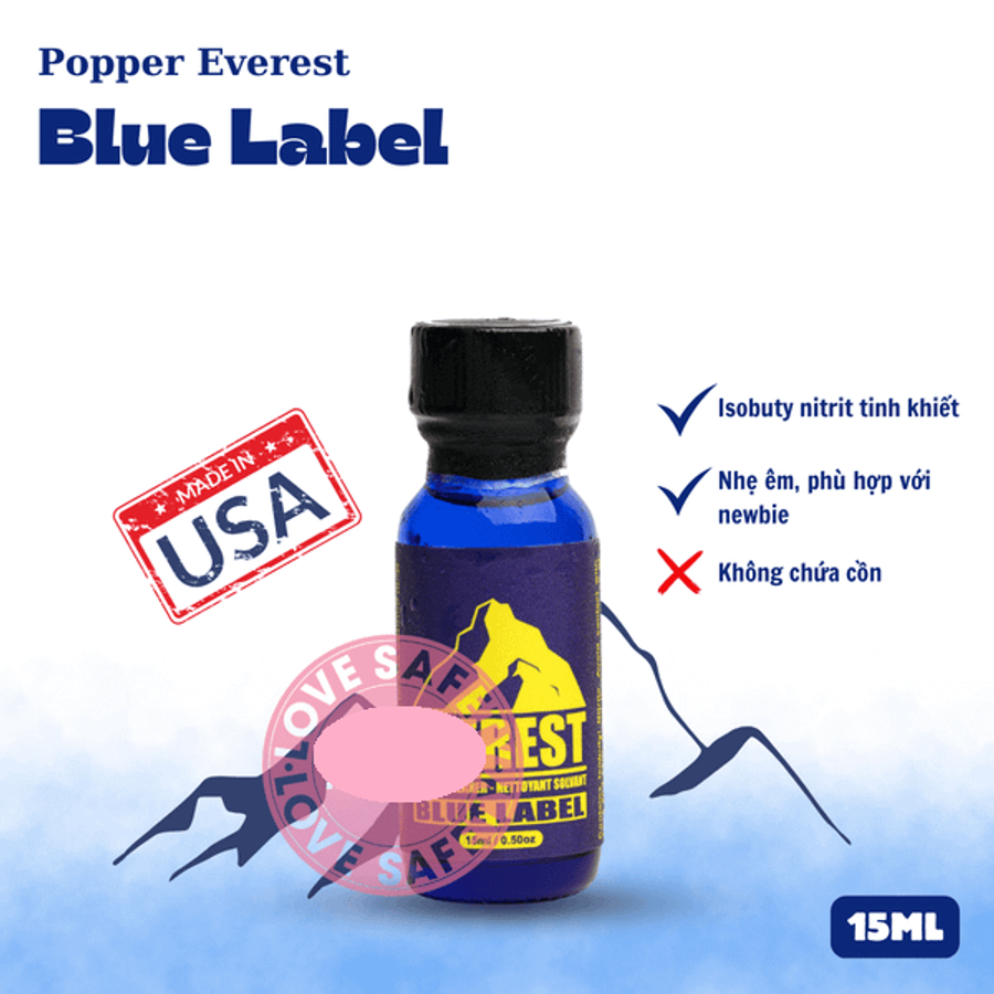 Chai hít tăng kích thích quan hệ Popper Everet Blue Label Chai 15ml