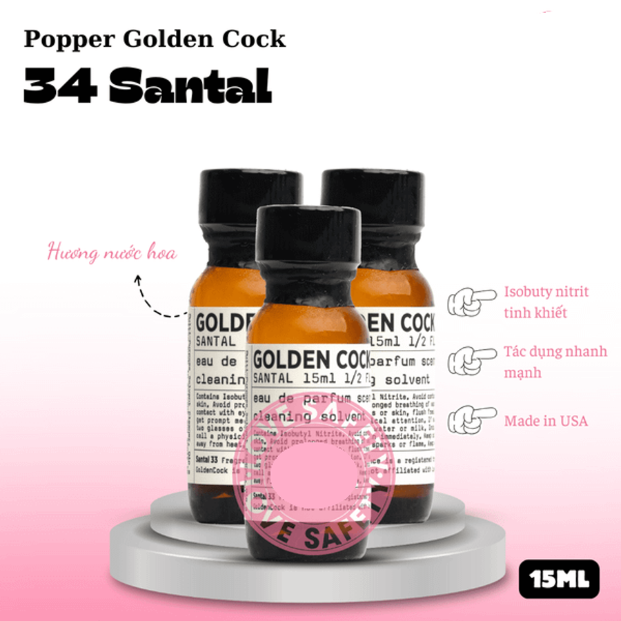 Chai hít tăng kích thích quan hệ Popper Golden Cock 34 Santal Chai 15ml