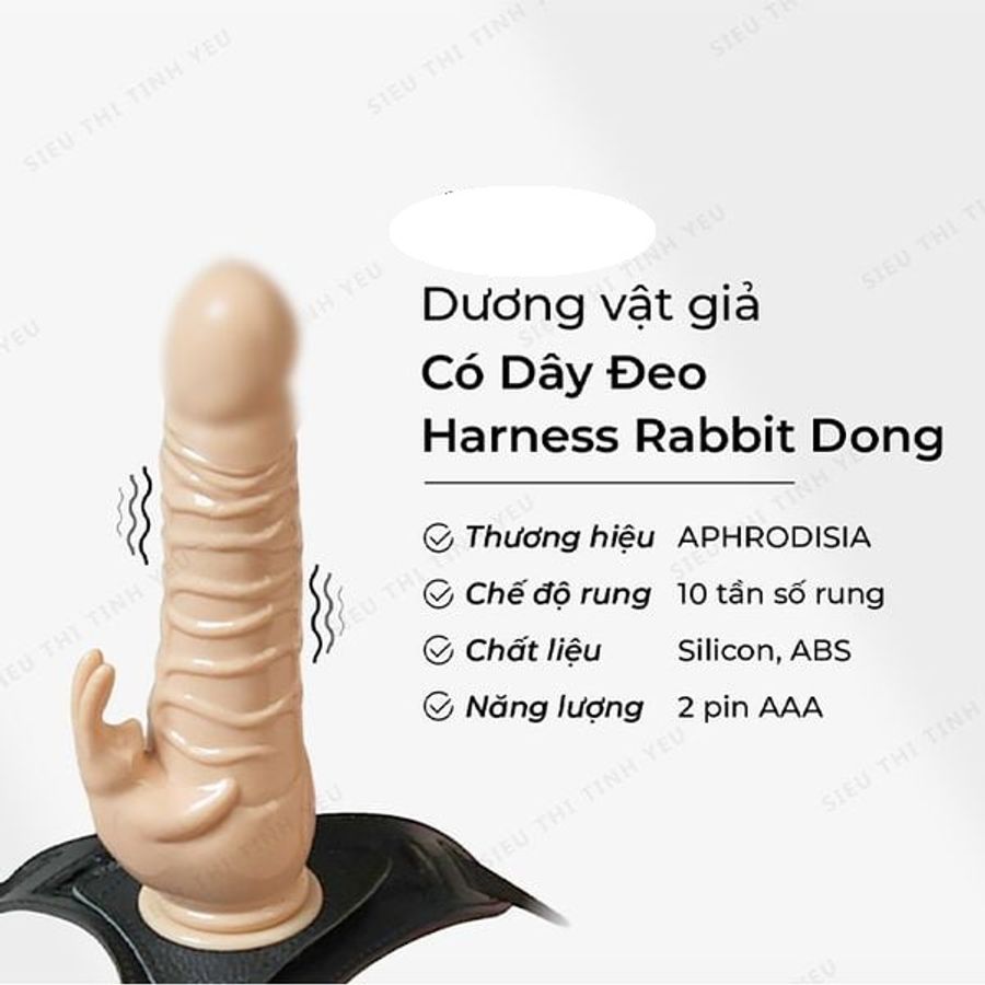 (CÓ VIDEO)Dương vật giả có dây đeo 10 chế độ rung Harness Rabbit Dong