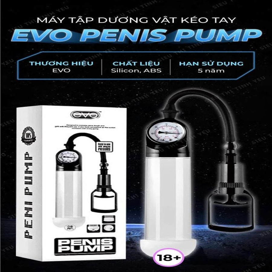 (có video)Máy tập tăng kích thước làm đẹp dương vật Evo Penis Pump kéo tay