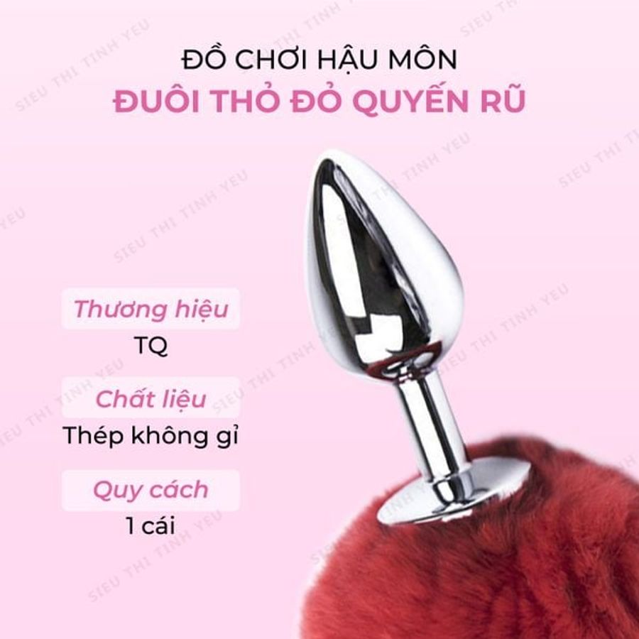 Phích cắm hậu môn inox đuôi thỏ đỏ quyến rũ Bunny Red