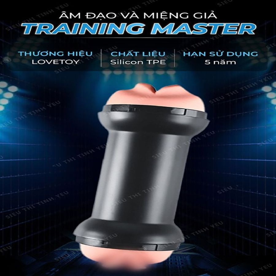 (Có video)Cốc âm đạo cầm tay 2 đầu mềm mịn Lovetoy Training Master Blue 