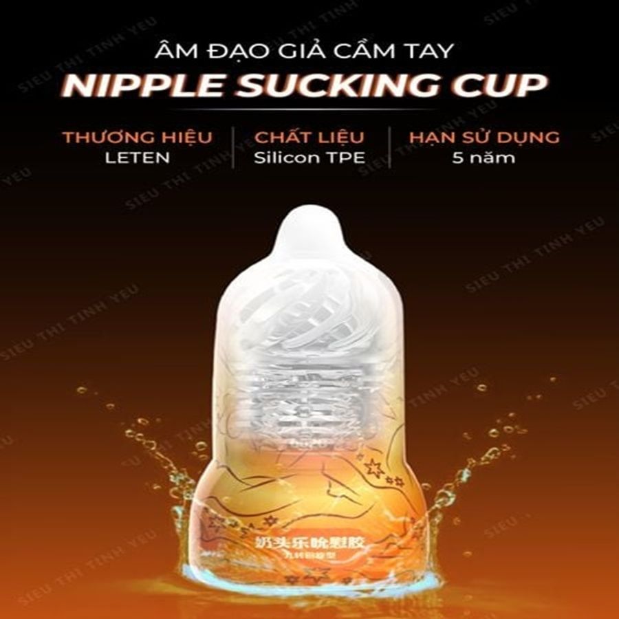 Âm đạo giả cầm tay Leten Nipple Sucking Cup Organge Mini hình núm vú trong suốt 383522