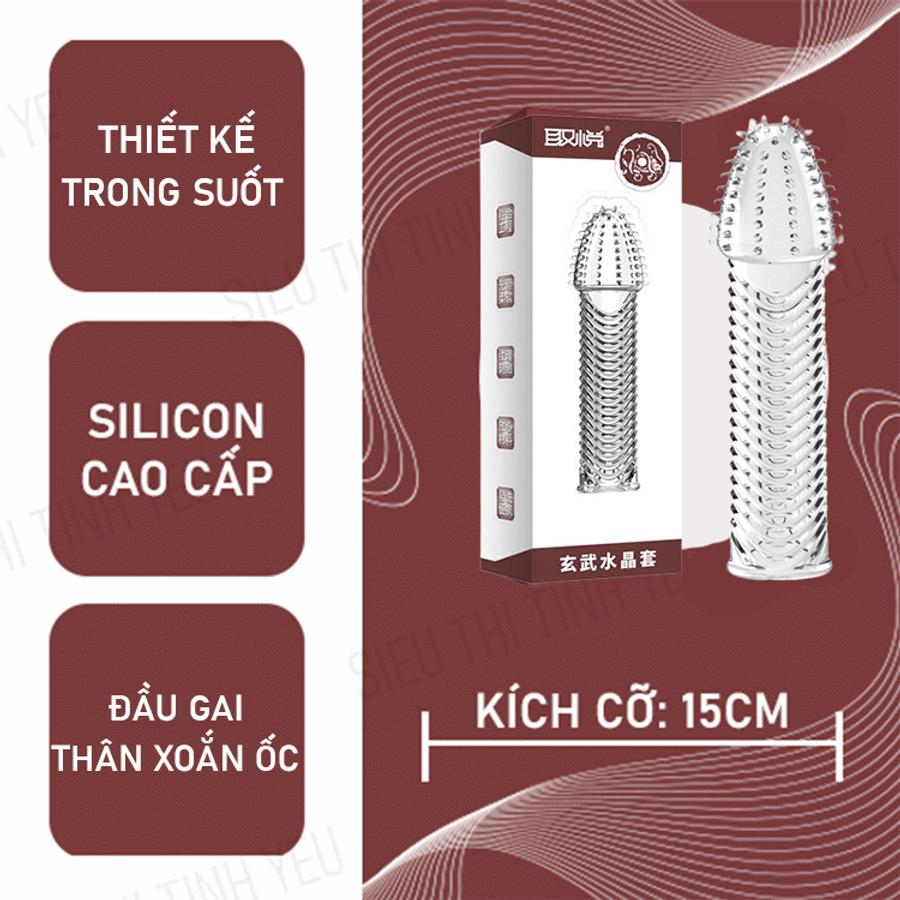 (Có Video) Bao cao su Aichao dài 15cm đầu gai thân xoắn ốc