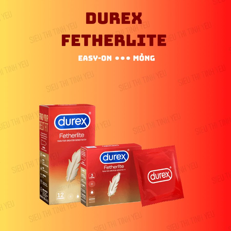 Bao cao su siêu mỏng Durex Fetherlite ôm khít nhạy cảm Hộp 12 cái