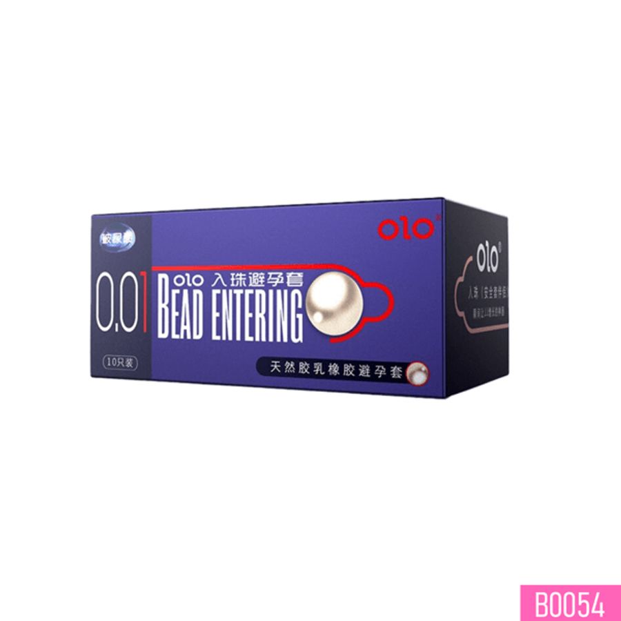 Bao cao su OLO 0.01 Bead Entering siêu mỏng và có bi ngọc trai 3cm Hộp 10 cái 382518