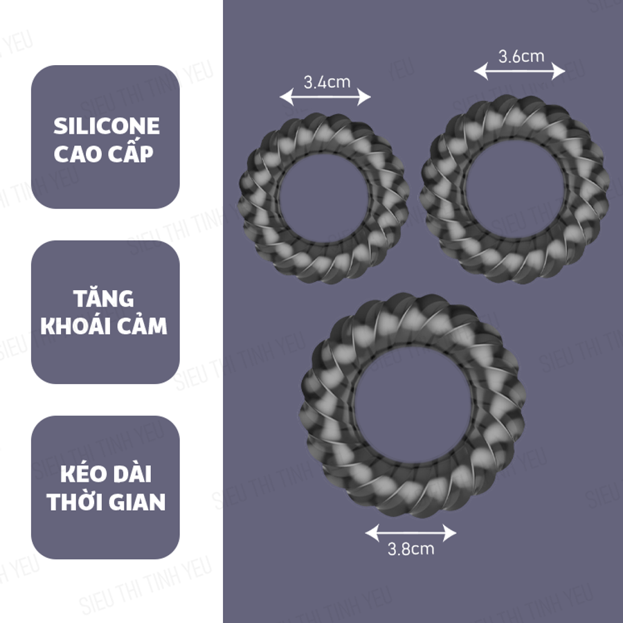 (Có Video) Vòng đeo Cock Ring đen kéo dài thời gian dành cho nam giới