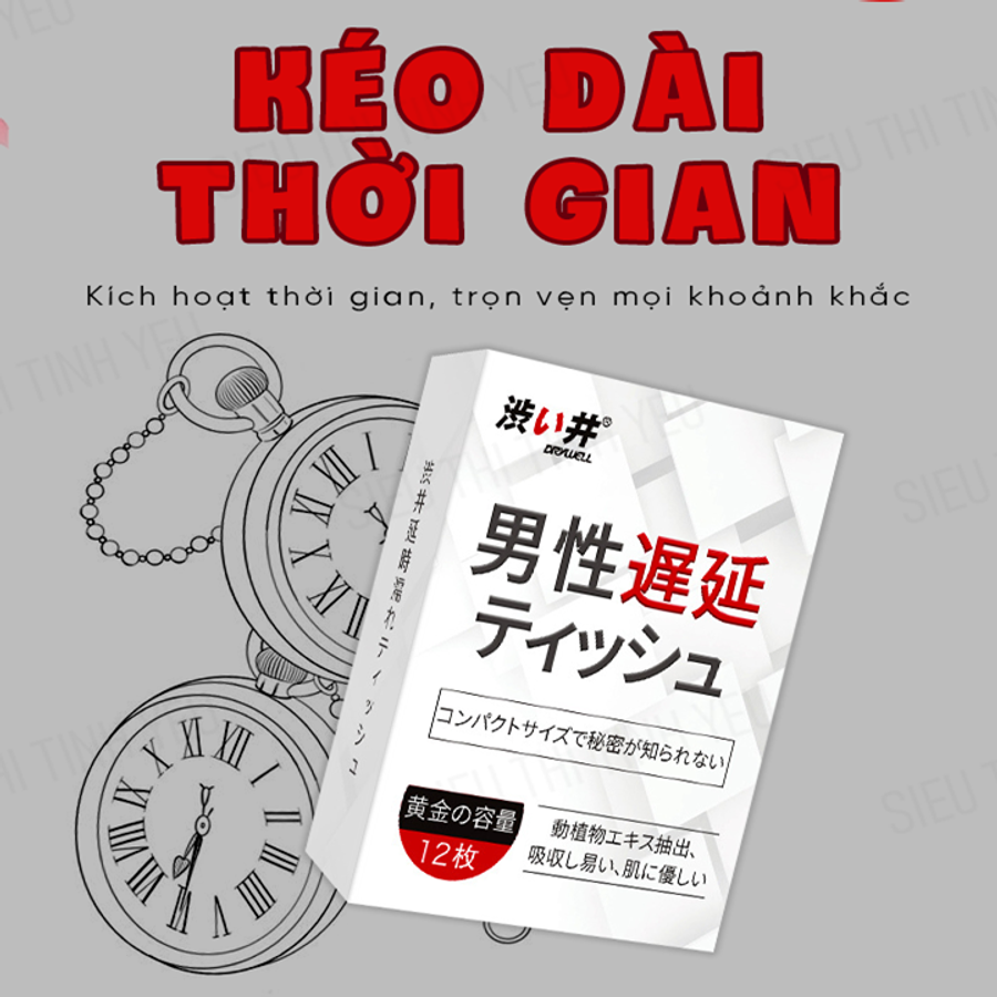 Khăn lau Drywell Delay Wipes chống xuất tinh sớm kéo dài thời gian