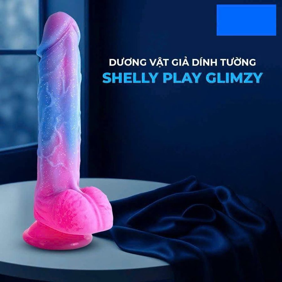 Dương vật giả dính tường có phát quang bảy màu Shelly Play Glimzy 17cm