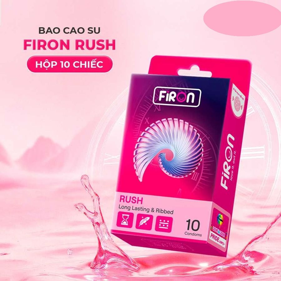 Bao cao su Firon Rush Gân sọc điểm nổi kéo dài thời gian  Hộp 10 cái cao cấp chính hãng