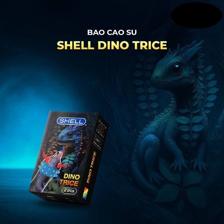 Bao cao su Shell Dino Trice  Hộp 1 bao gai 2 vòng bi 1 bao Shell Performax (Hộp 2 cái) cao cấp chính hãng