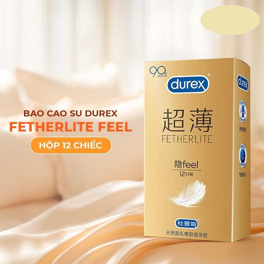 Bao cao su Durex Fetherlite Feel Siêu mỏng nhiều gel  Hộp 12 cái cao cấp chính hãng