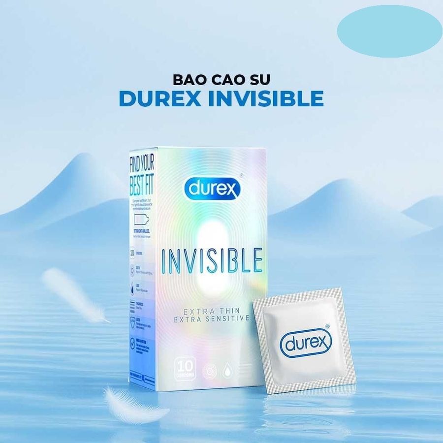 Bao cao su Durex Invisible Siêu mỏng mềm mịn  Hộp 10 cái cao cấp chính hãng