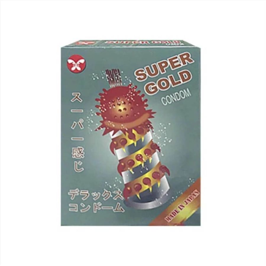 Bao cao su Super Gold - Gân và gai siêu lớn - Hộp 2 cái 378257