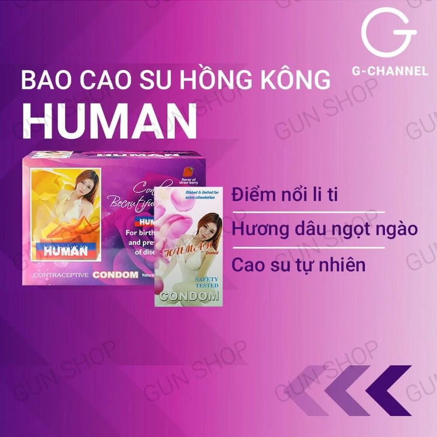 Bao cao su Human - Hương dâu, điểm nổi - Hộp 120 cái 378263