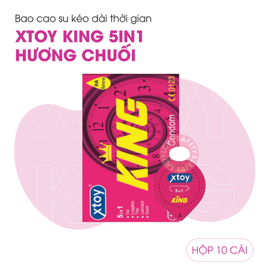 Bao Cao Su Kéo Dài Thời Gian Xtoy King 5in1 Hương Chuối - Hộp 10 Cái