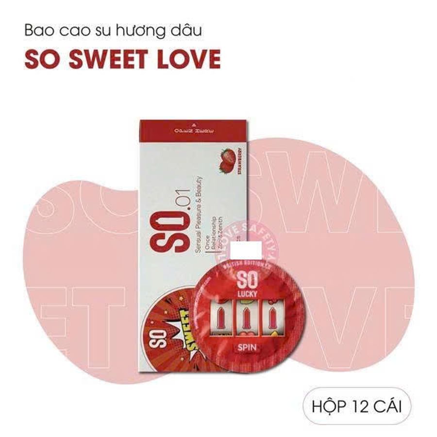 Bao Cao Su Hương Dâu SO Sweet Love - Hộp 12 Cái 377966