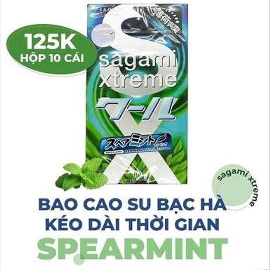 Bao Cao Su Siêu Mỏng Hương Bạc Hà Sagami Nhật Bản Chính Hãng Hộp 10 Cái