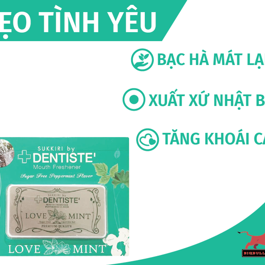 Kẹo Tình Yêu Love Mint Kẹo Bạc Hà BJ thơm mát sảng khoái - Hộp 20 Viên