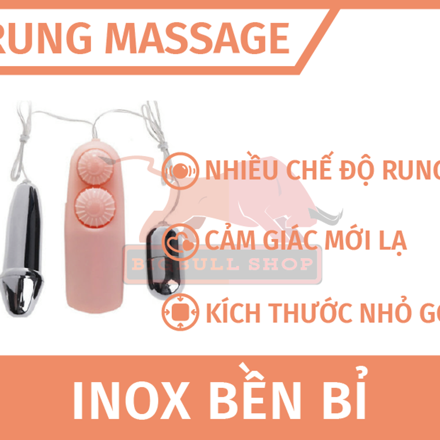 Trứng rung massage cho nữ giới giải toả 2 Đầu Inox Rung Cực mạnh chính hãng