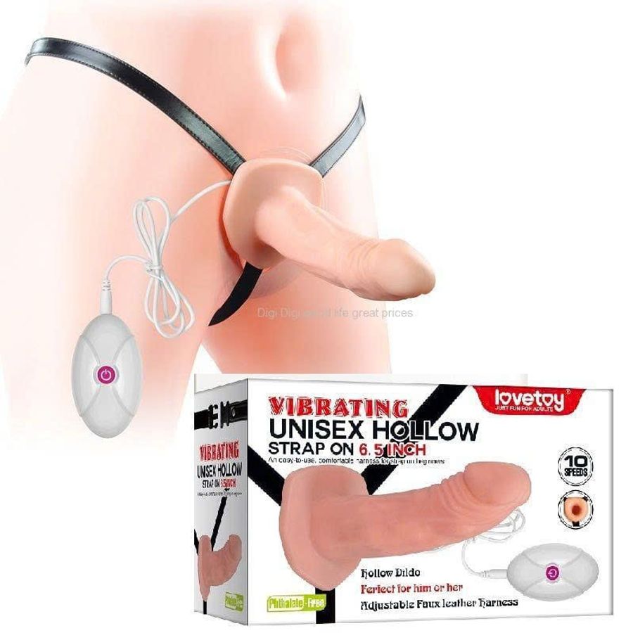 Dây Đeo Dương Vật Giả Rỗng Ruột Rung 10 Tần Số Trap On Love Toy Có Điều Khiển Chính Hãng