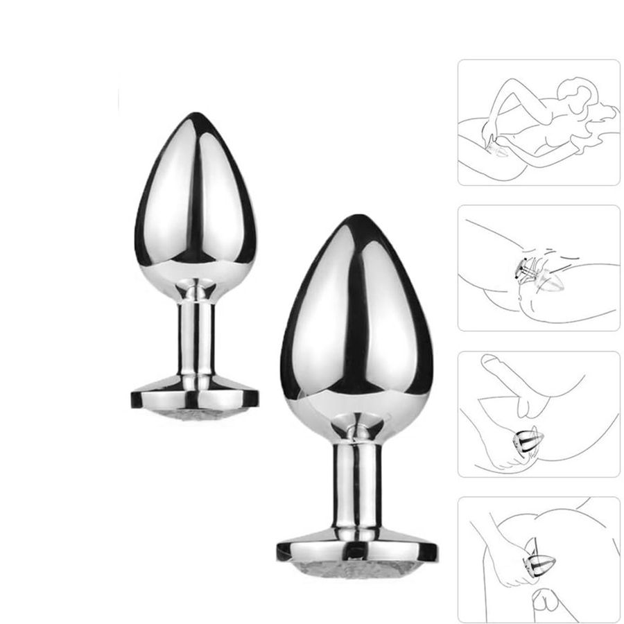 PHÍCH CẮM HẬU MÔN INOX ĐÍNH ĐÁ PHÁT SÁNG SIZE NHỎ