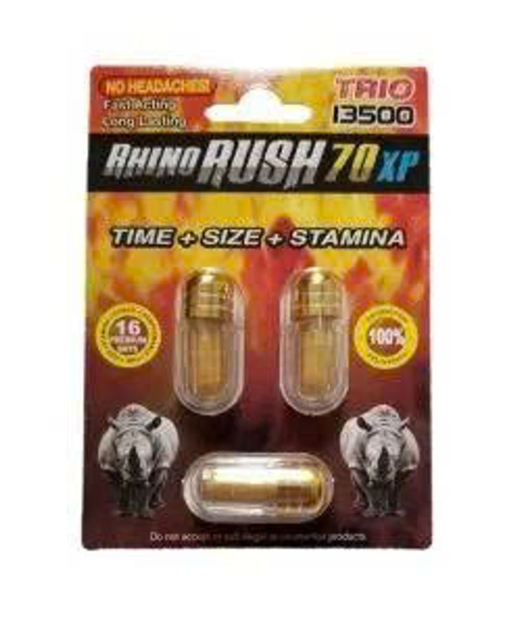 Viên uống tăng cường sinh lý nam Rhino Rush 70 Trio 13500 Extra Power cao cấp 3 Viên 7 Ngày - No Headaches