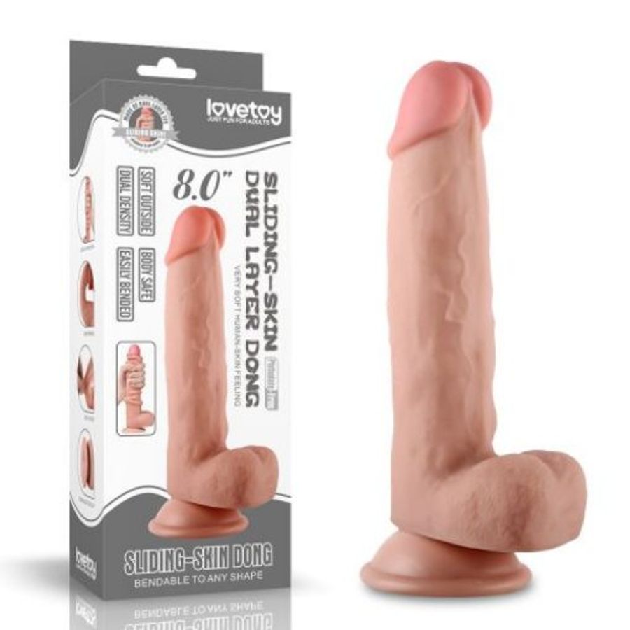 Dương Vật Giả Dildo Lovetoy 8.0″ Sliding Skin Dual Layer Dong – Màu da 365653