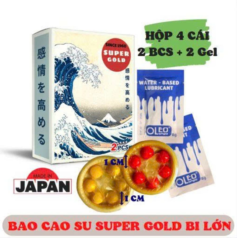 Bao Cao Su Bi Lớn Super Gold Nhật Bản Chính Hãng Hộp 4 Cái 