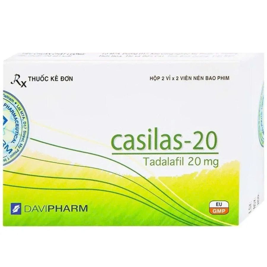 Viên uống hỗ trợ phái mạnh tăng bản lĩnh đàn ông Casilas 20mg Davipharm (Hộp 2 vỉ x 2 viên)