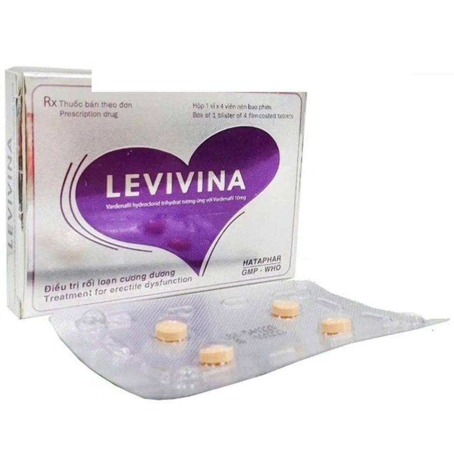 Viên uống hỗ trợ phái mạnh tăng bản lĩnh đàn ông Levivina 10mg (Hộp 1 vỉ x 4 viên)