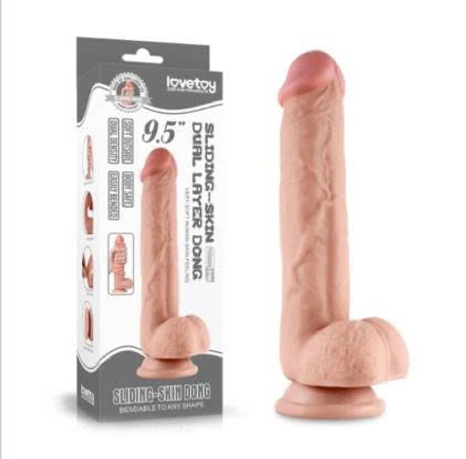 Dương Vật Dính Tường Siêu Mềm Lovetoy Sliding Skin Dong 9.5