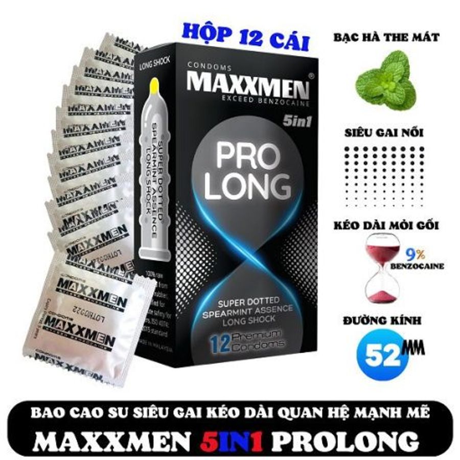Bao cao su Maxxmen 5 in 1 Prolong kéo dài thời gian lâu nhất
