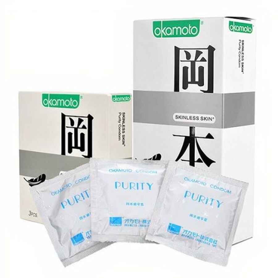 Bao cao su Okamoto Skinless Skin Purity không mùi tinh khiết 357052