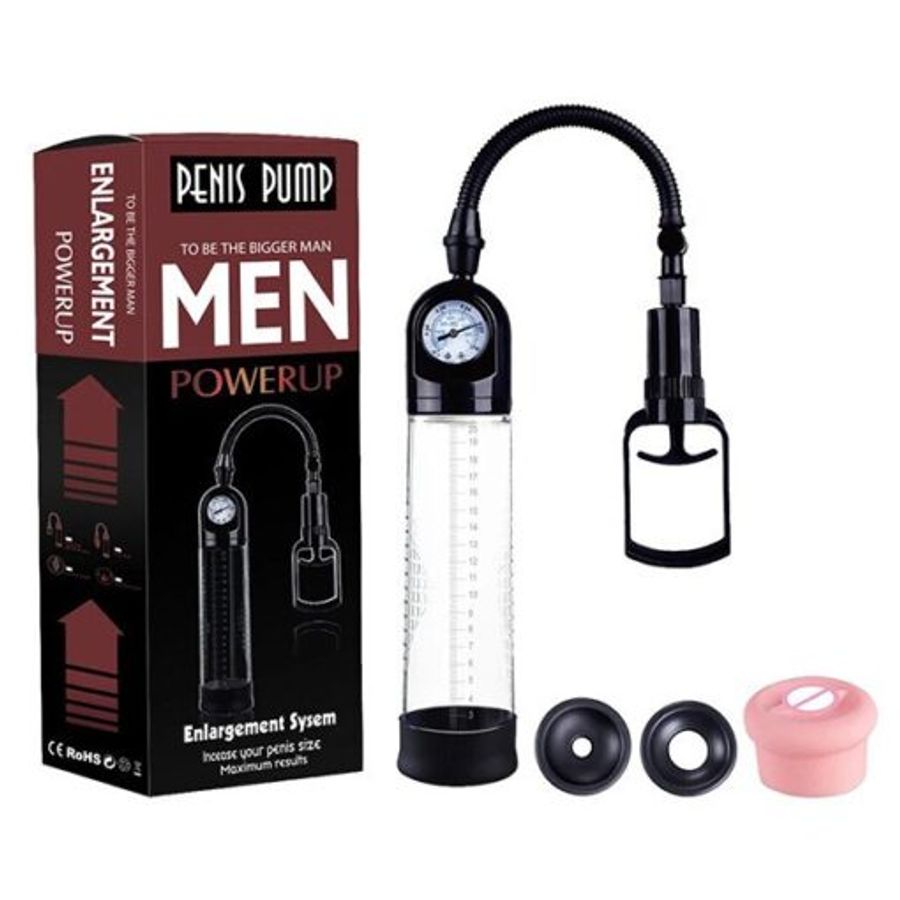 Máy tập làm to dương vật Penis Pump Powerup có đồng hồ áp suất