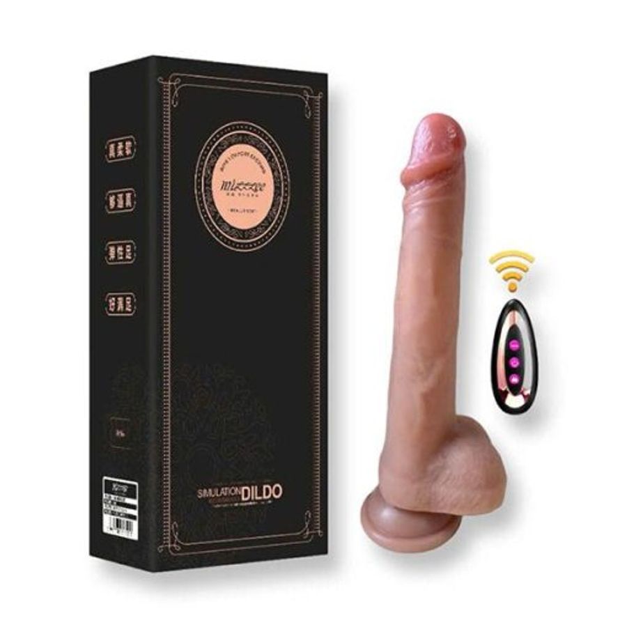 Dương vật giả có đế Mizzzee rung thụt toả nhiệt dktx