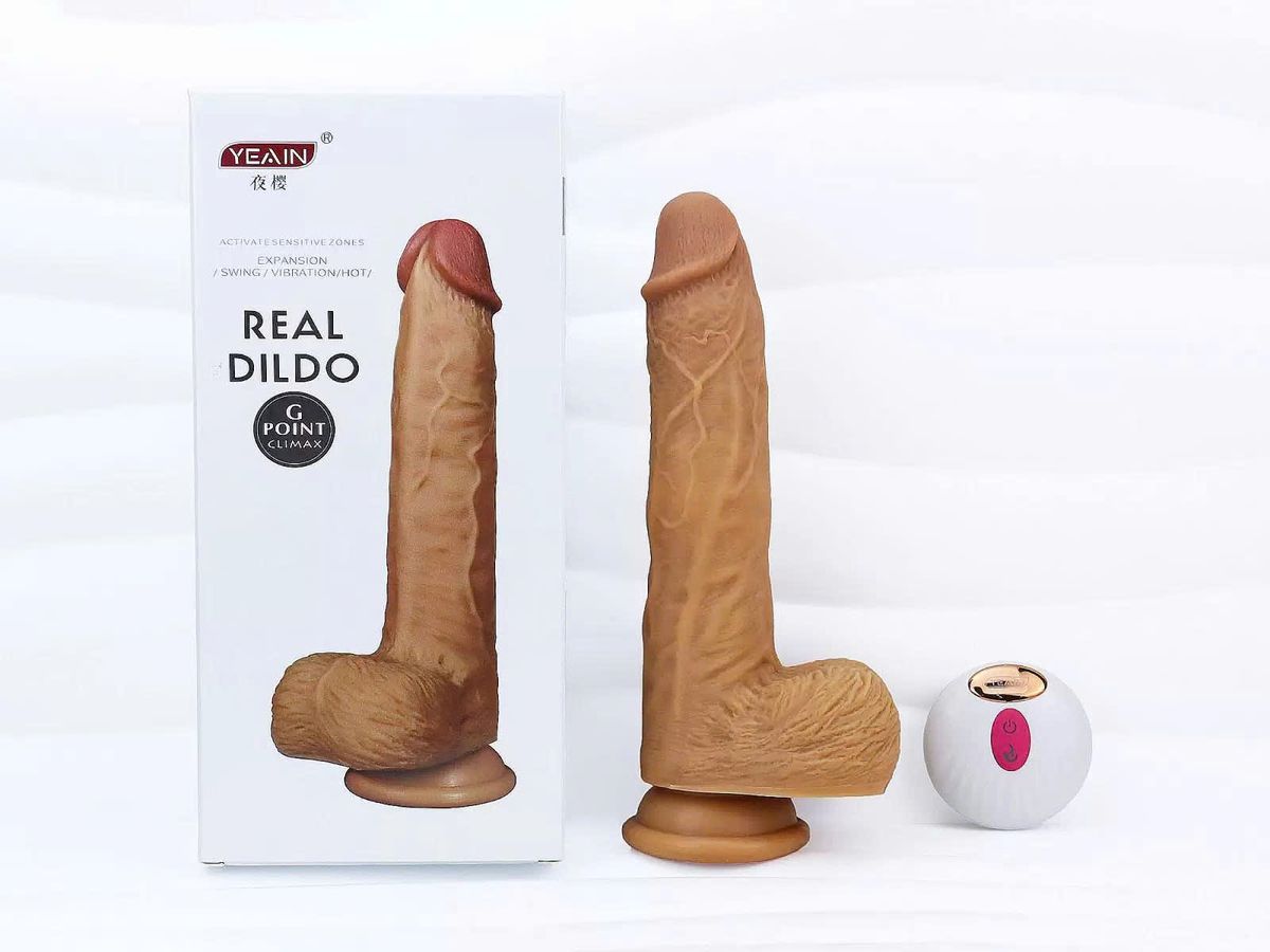 Dương vật giả có đế Yeain Real Dildo rung, thụt phát nhiệt