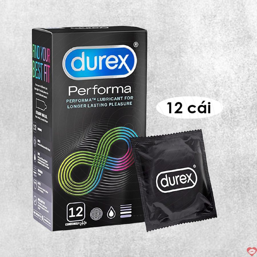 Bao cao su Durex Performa kéo dài cuộc yêu hộp 12 cái