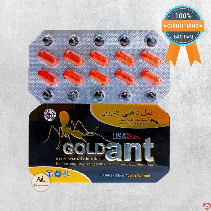 Viên uống hỗ trợ phái mạnh tăng bản lĩnh đàn ông Gold Ant USA 10 Viên đỏ Kèm 10 Viên Nhộng Nhỏ