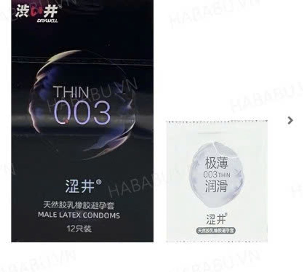 Bao cao su Drywell Ultra Thin 003 hộp 12 chiếc siêu mỏng chính hãng