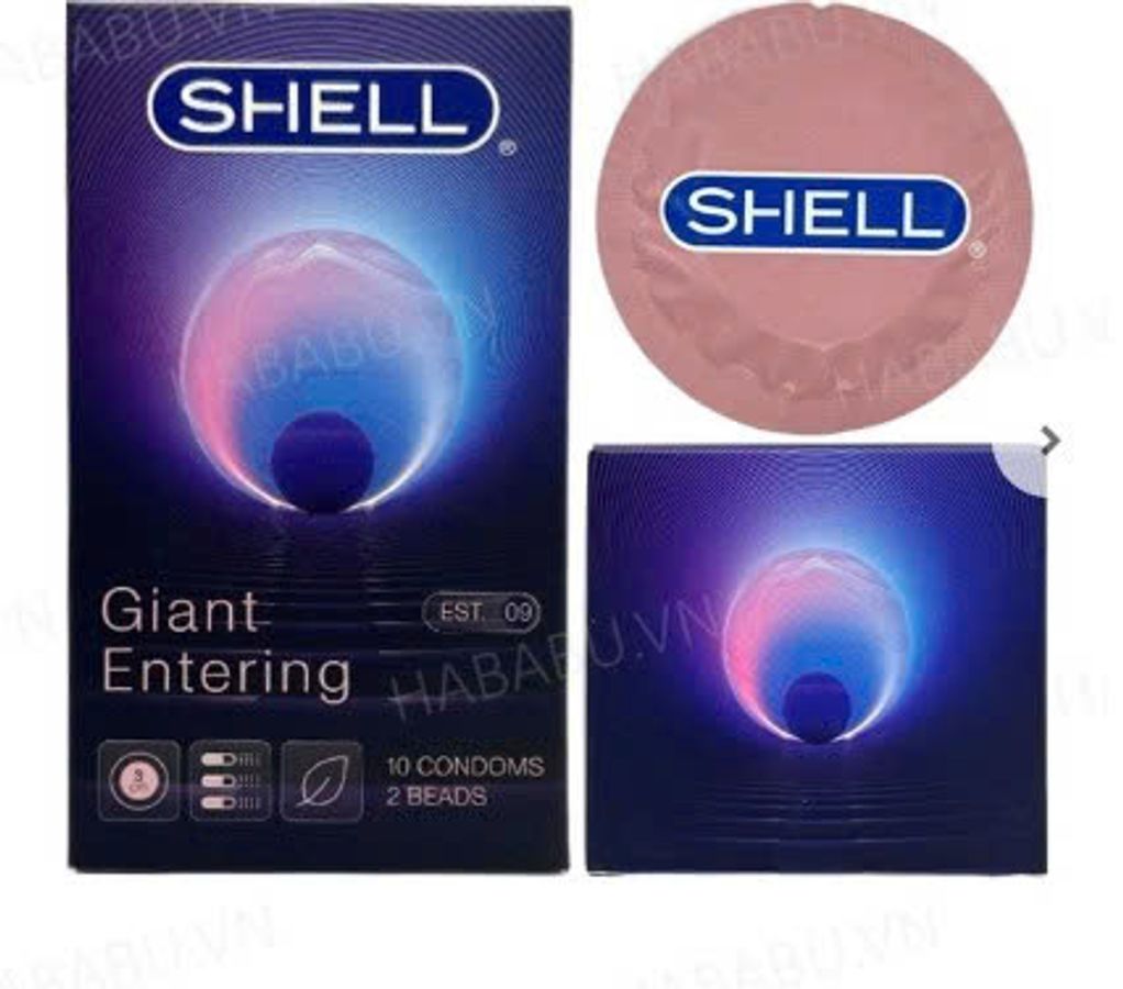 Bao cao su Shell Giant Entering 2 Bi hộp 10 chiếc tăng khoái cảm chính hãng