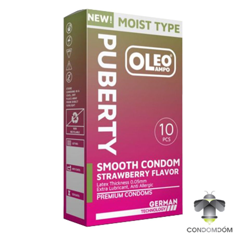 [Free Ship] Bao cao su Oleo Puberty siêu mỏng hương dâu hộp 10 chiếc