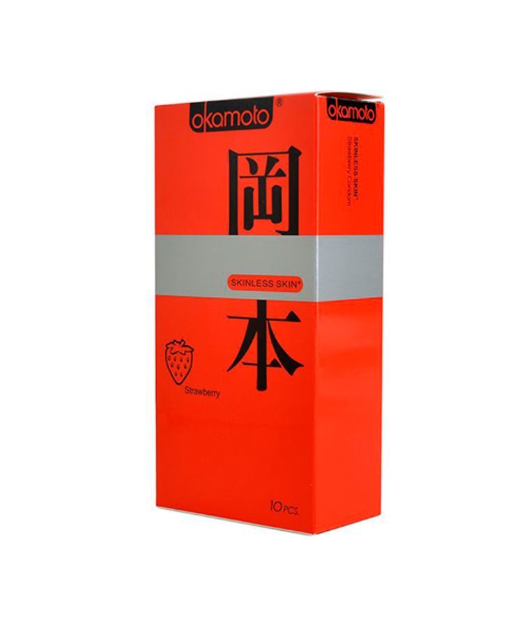 Bao cao su Okamoto Strawberry siêu mỏng hương dâu hộp 10 chiếc