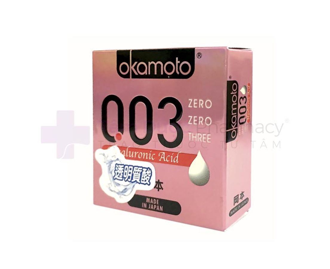 Bao cao su Okamoto 0.03 HA cực siêu mỏng chứa tinh chất dưỡng ẩm, mịn da hộp 3 chiếc