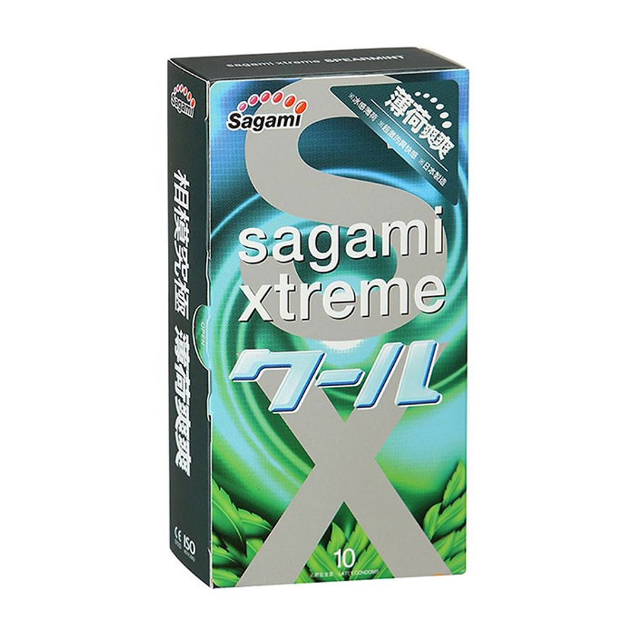 Bao cao su Sagami Spearmint siêu mỏng bạc hà làm mát hộp 10 chiếc
