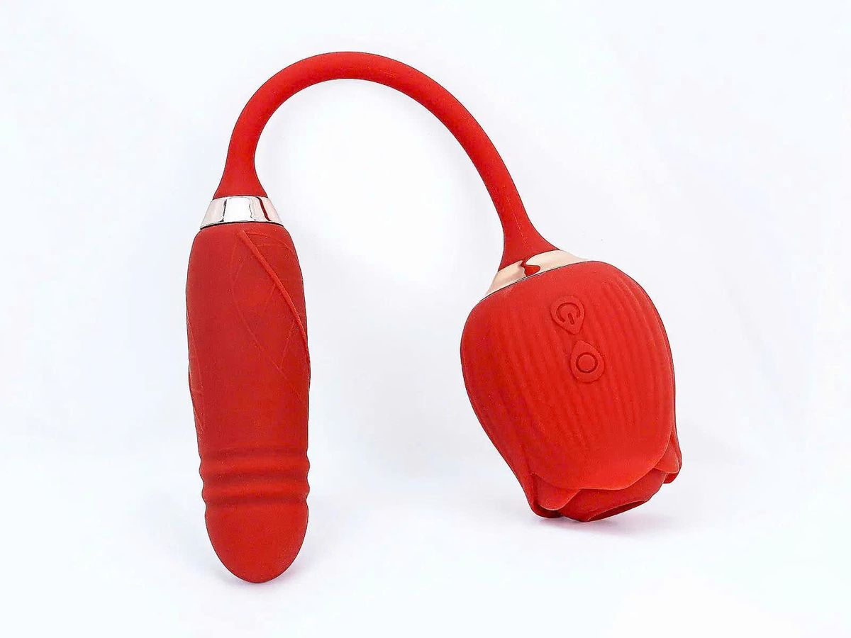 Máy Massage Hỗ Trợ Giải Tỏa Cho Nữ Trứng rung hoa hồng hai đầu lưỡi đánh và trứng rung thụt Chính Hãng